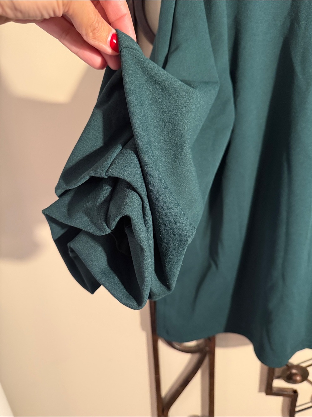 Ann Taylor Factory Teal Green Long-Sleeve Tunic with Gathered Sleeves - Picture 3 of 5
